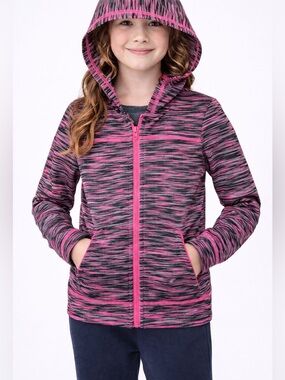🔥GYMGO  Girls Space Dye Full-Zip Hoodie Pink Black Size S (5-6) Thumbholes 🔥